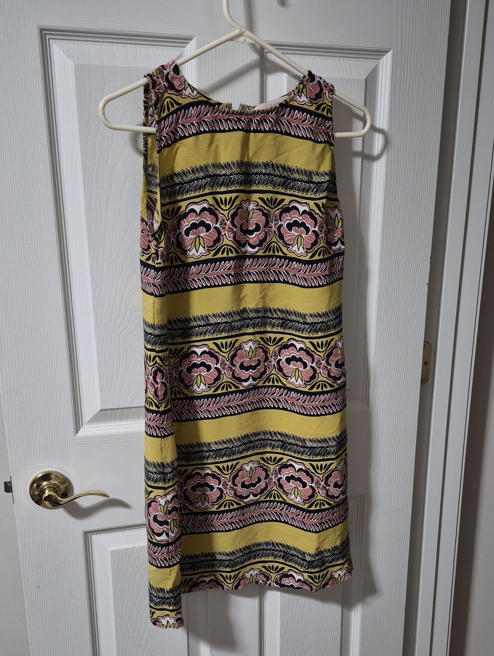 LOFT Yellow Floral Stripe Midi Dress